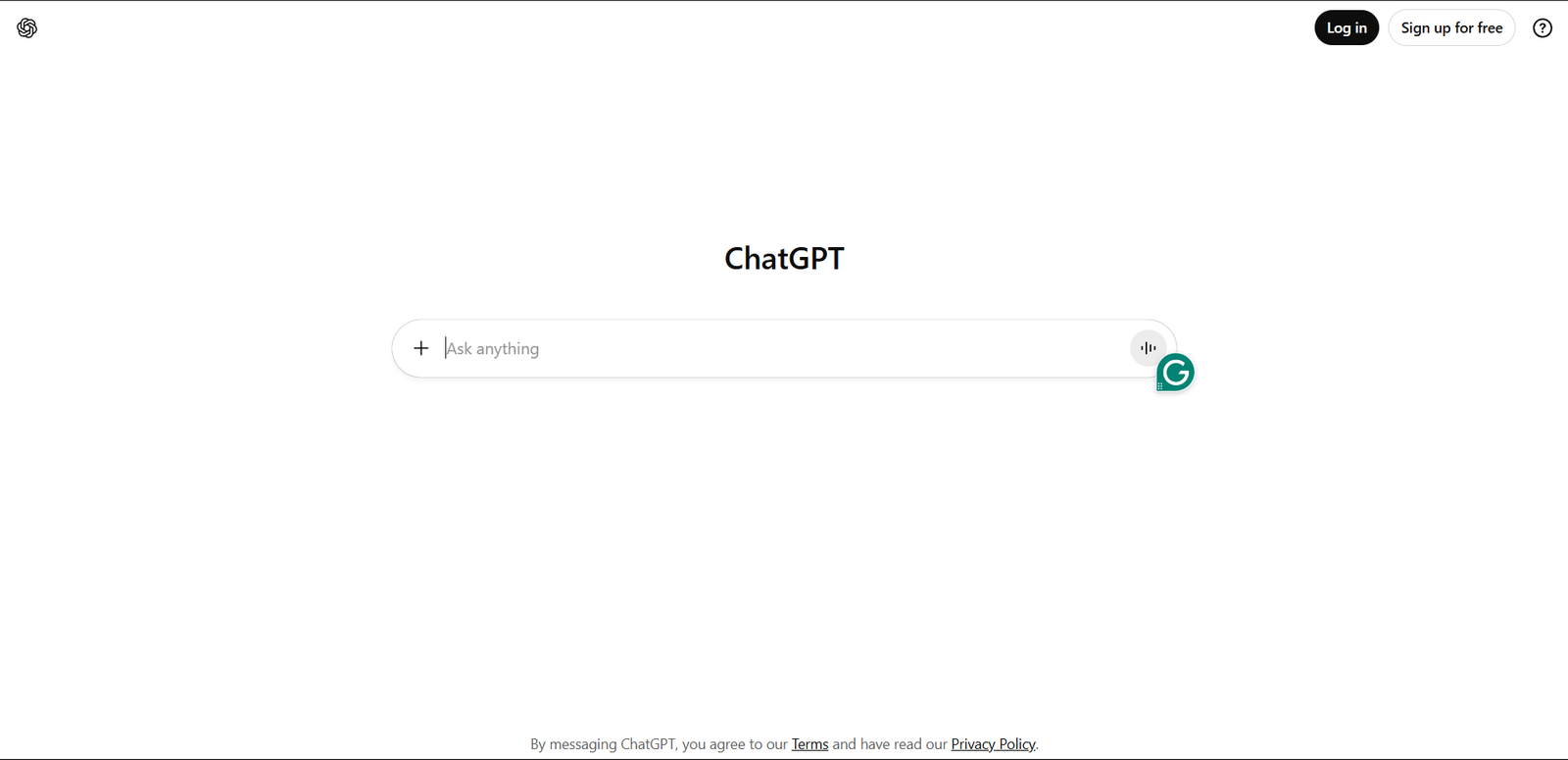 interface of Chatgpt 