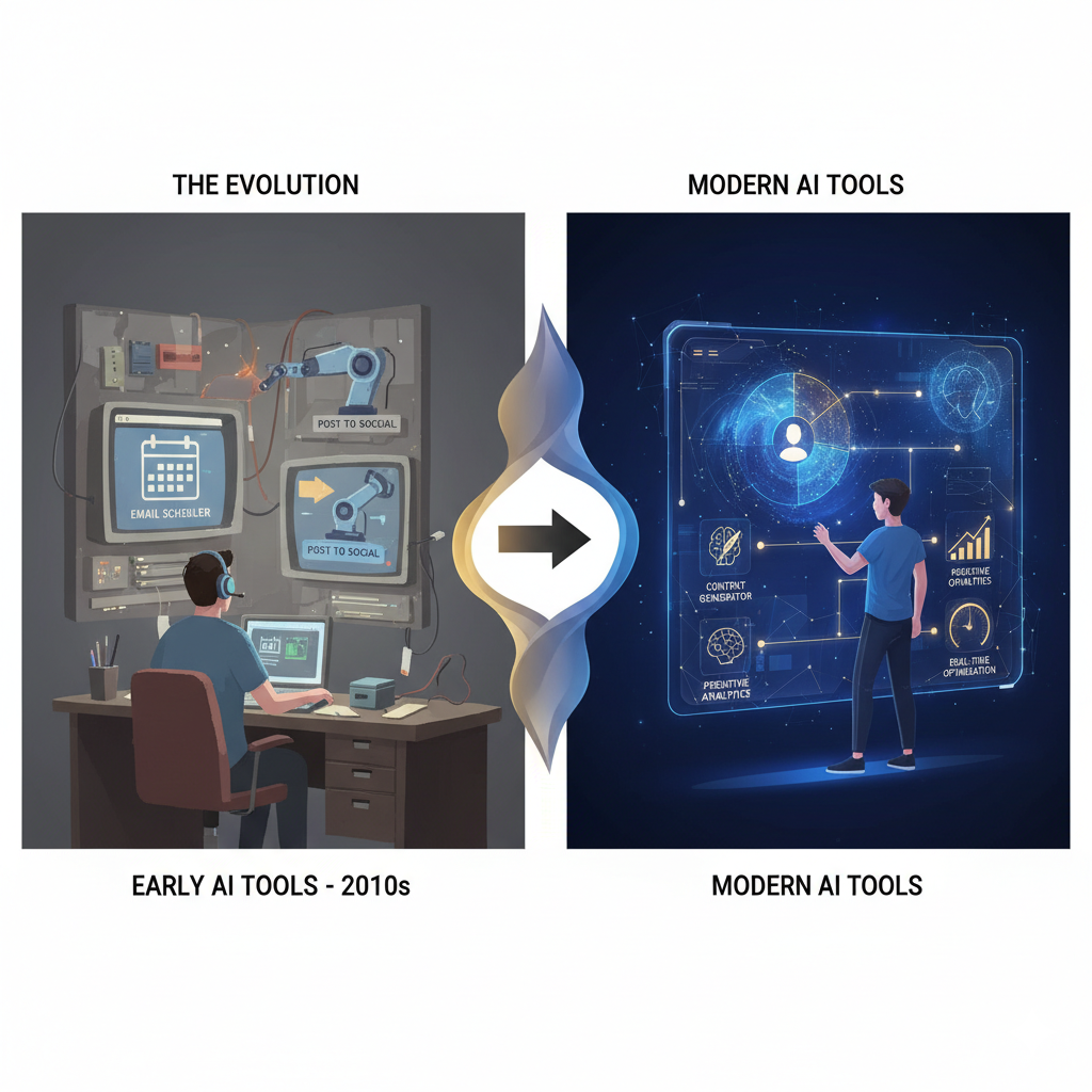 representing the evolution of AI in marketing, or perhaps a visual depicting some of the core functions.