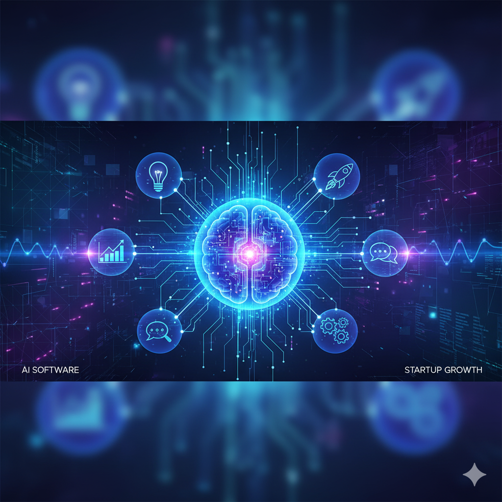 detailed vision for an image that perfectly captures the essence of AI empowering startups